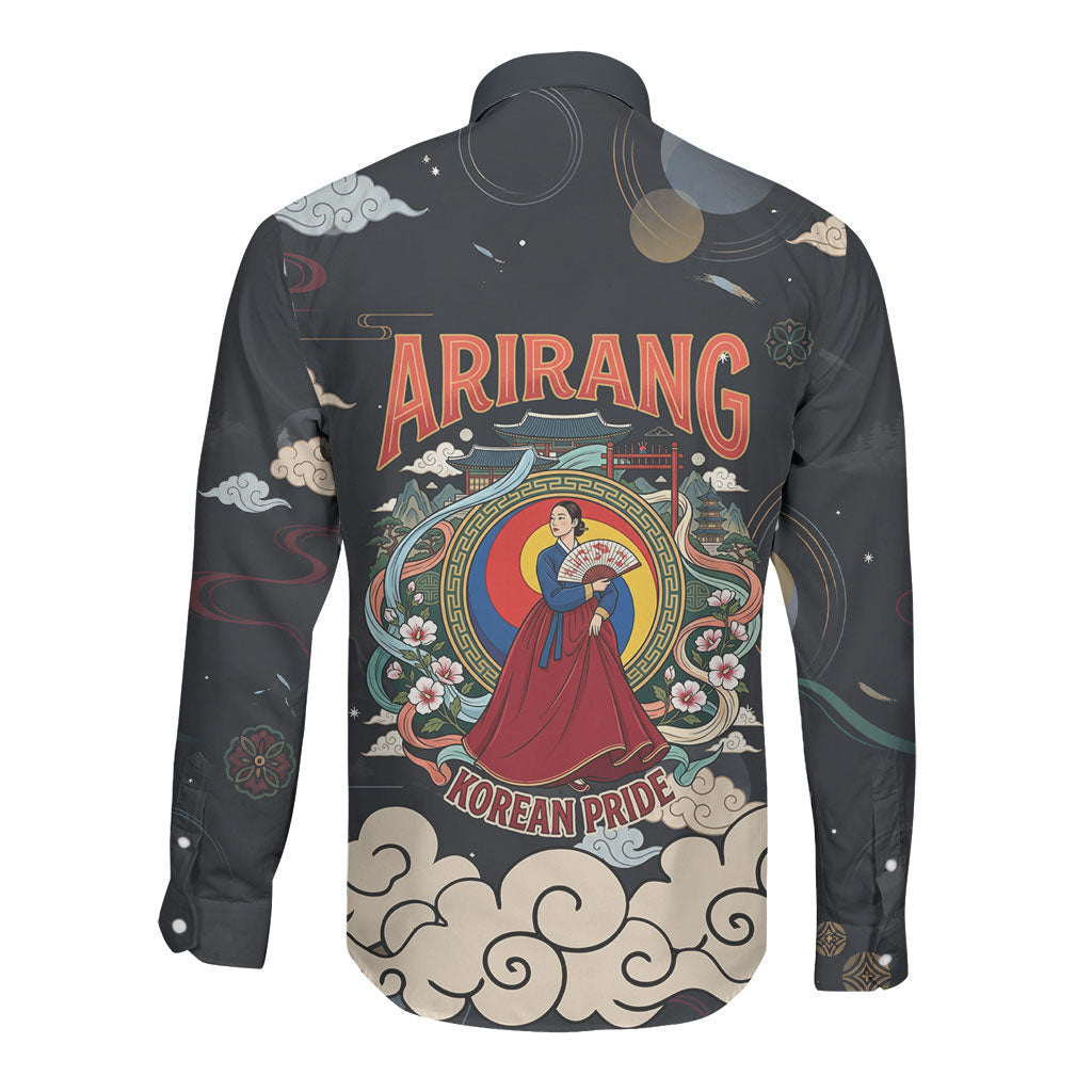 Arirang Korea Pride Long Sleeve Button Shirt Korean Taegeuk Culture Hanbok Woman Traditional Mugunghwa