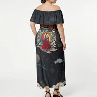 Arirang Korea Pride Off Shoulder Maxi Dress Korean Taegeuk Culture Hanbok Woman Traditional Mugunghwa