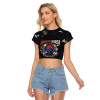 Arirang Korea Pride Raglan Cropped T Shirt Korean Taegeuk Culture Hanbok Woman Traditional Mugunghwa