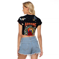 Arirang Korea Pride Raglan Cropped T Shirt Korean Taegeuk Culture Hanbok Woman Traditional Mugunghwa
