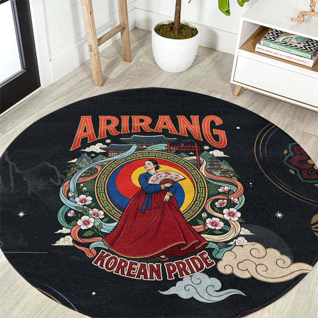 Arirang Korea Pride Round Carpet Korean Taegeuk Culture Hanbok Woman Traditional Mugunghwa