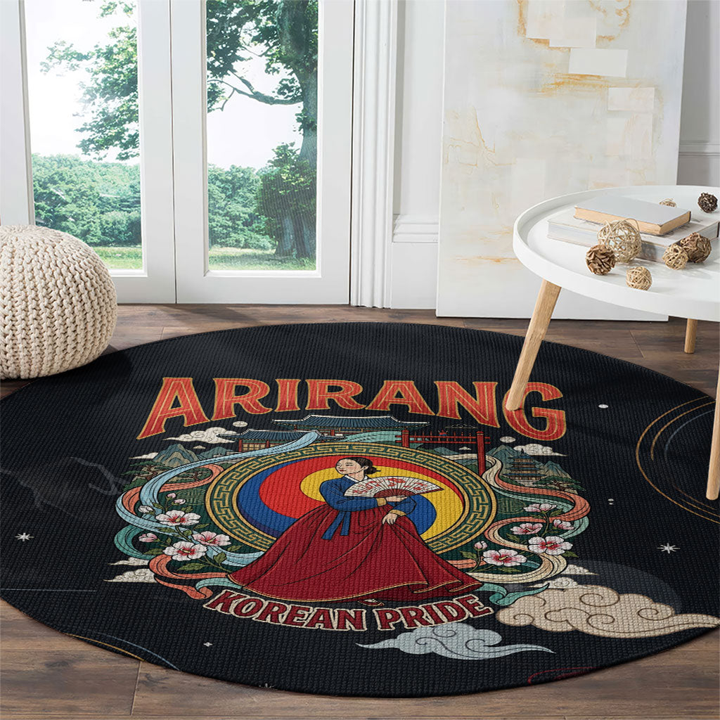 Arirang Korea Pride Round Carpet Korean Taegeuk Culture Hanbok Woman Traditional Mugunghwa