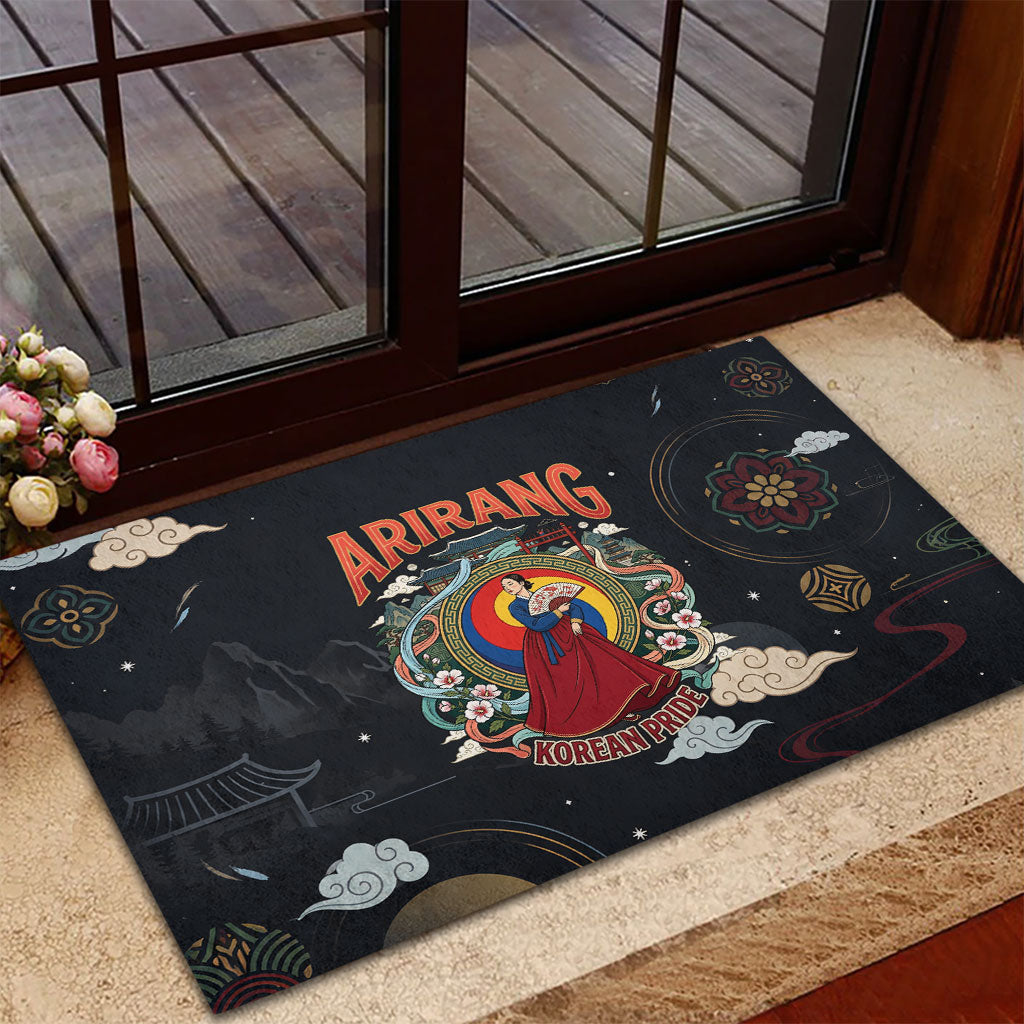 Arirang Korea Pride Rubber Doormat Korean Taegeuk Culture Hanbok Woman Traditional Mugunghwa