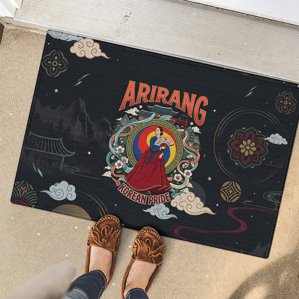 Arirang Korea Pride Rubber Doormat Korean Taegeuk Culture Hanbok Woman Traditional Mugunghwa