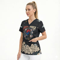 Arirang Korea Pride Scrub Top Korean Taegeuk Culture Hanbok Woman Traditional Mugunghwa