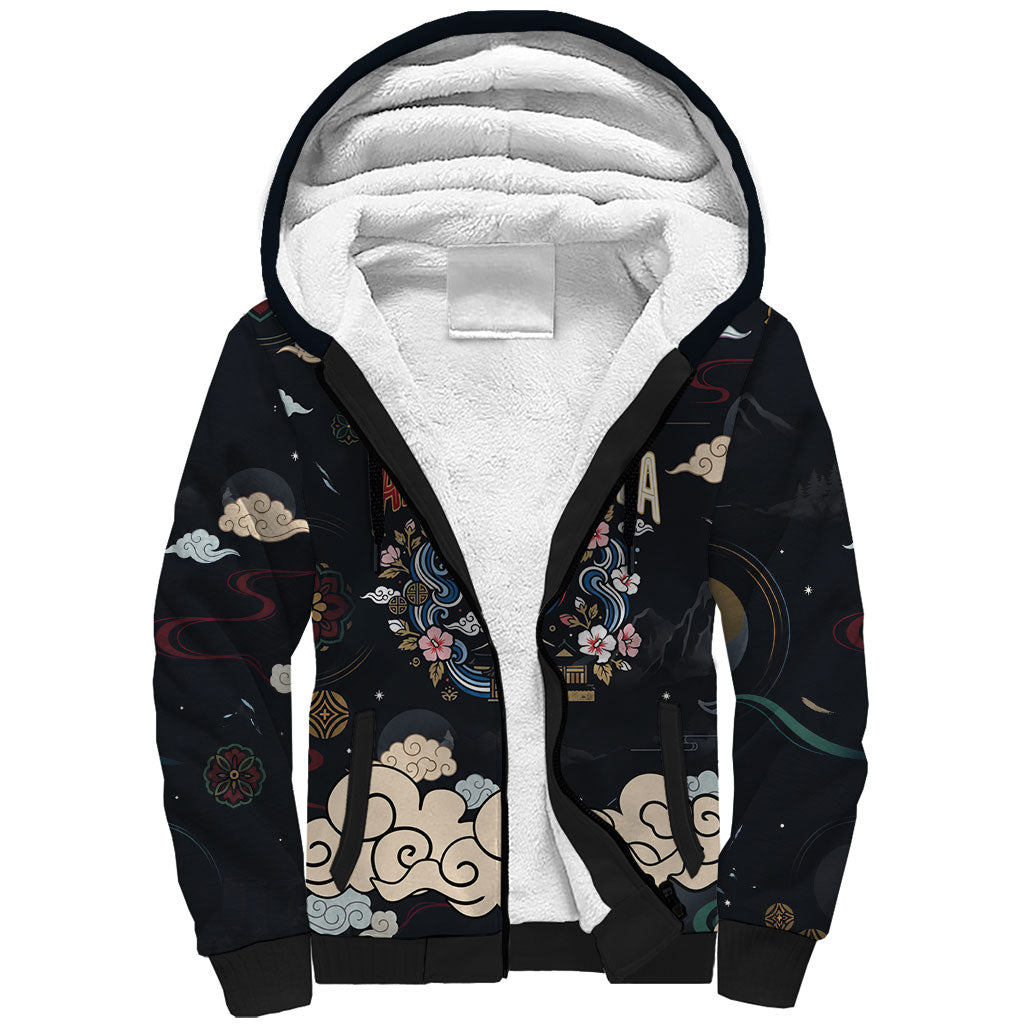 Arirang Korea Pride Sherpa Hoodie Korean Taegeuk Culture Hanbok Woman Traditional Mugunghwa