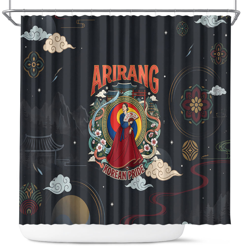 Arirang Korea Pride Shower Curtain Korean Taegeuk Culture Hanbok Woman Traditional Mugunghwa