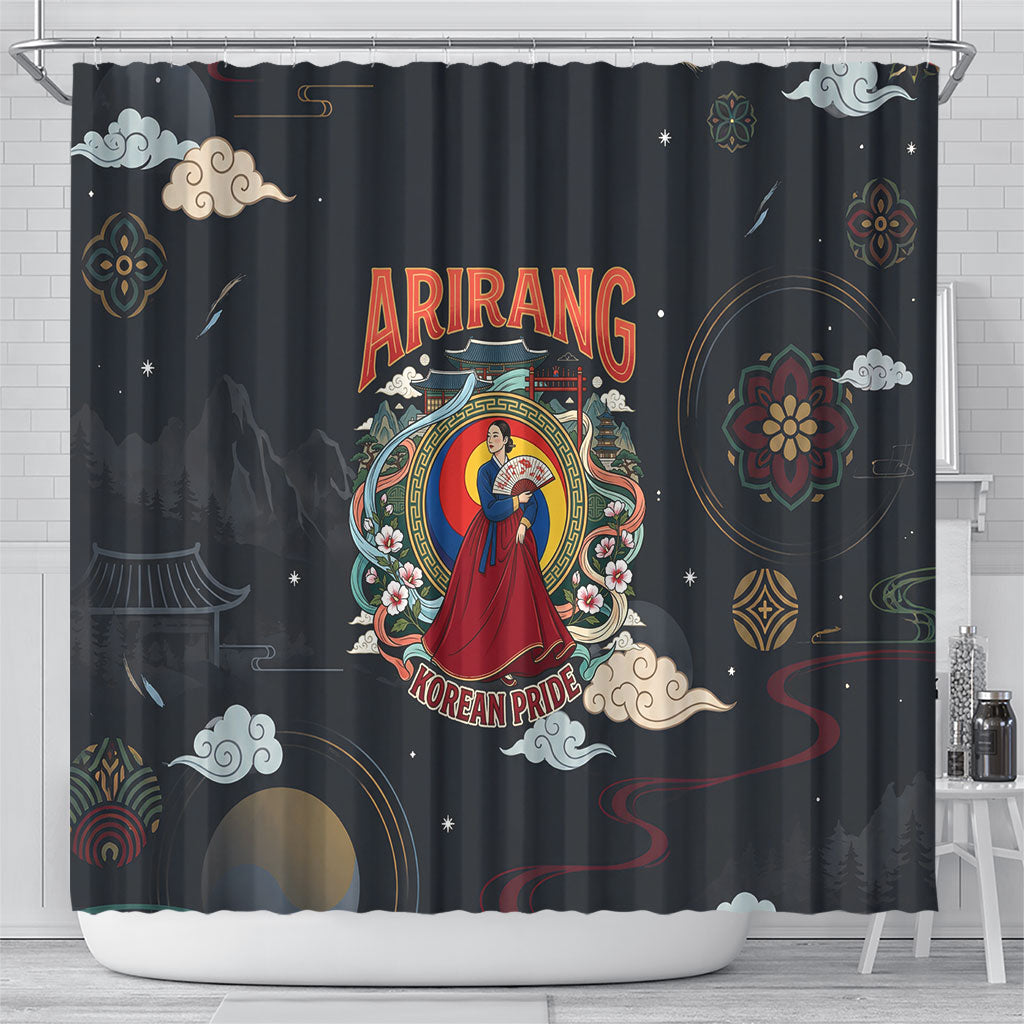 Arirang Korea Pride Shower Curtain Korean Taegeuk Culture Hanbok Woman Traditional Mugunghwa