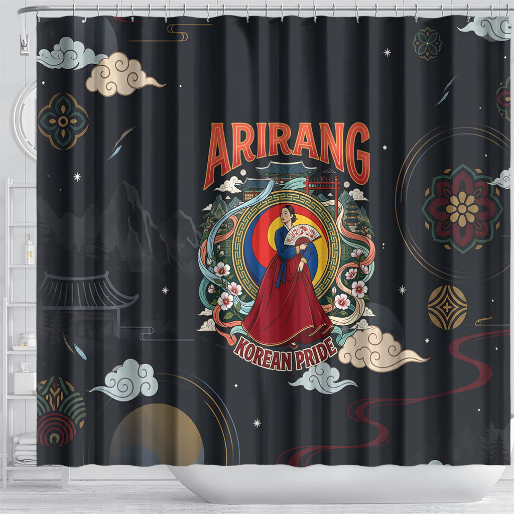 Arirang Korea Pride Shower Curtain Korean Taegeuk Culture Hanbok Woman Traditional Mugunghwa
