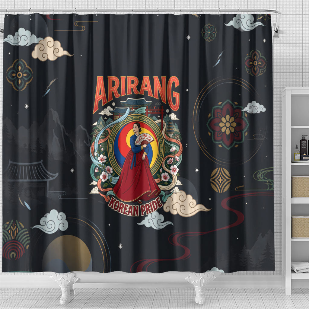 Arirang Korea Pride Shower Curtain Korean Taegeuk Culture Hanbok Woman Traditional Mugunghwa