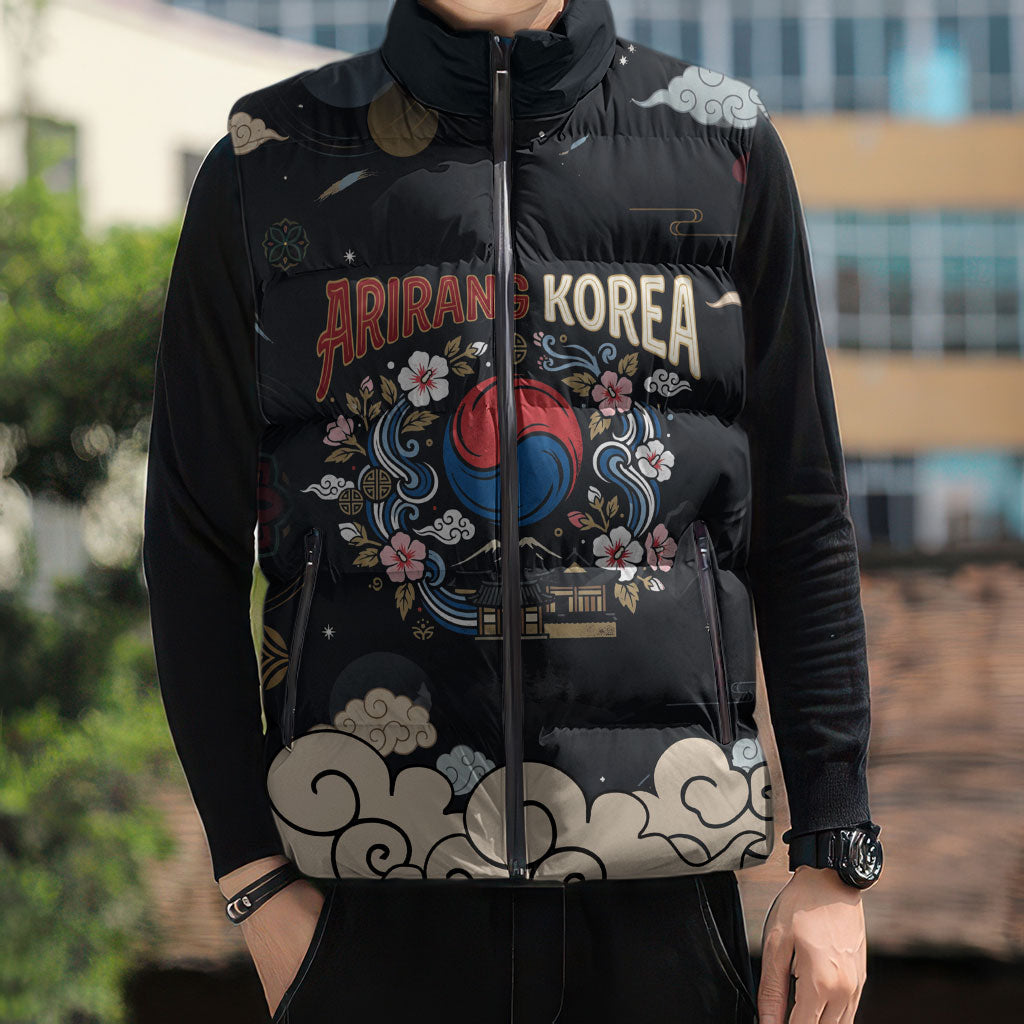 Arirang Korea Pride Sleeveless Puffer Jacket Korean Taegeuk Culture Hanbok Woman Traditional Mugunghwa