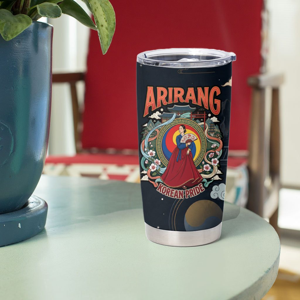 Arirang Korea Pride Tumbler Cup Korean Taegeuk Culture Hanbok Woman Traditional Mugunghwa