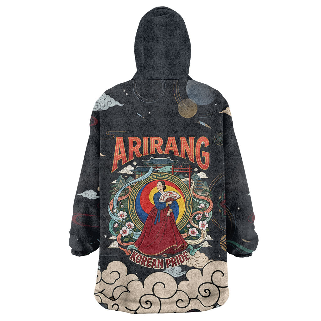 Arirang Korea Pride Wearable Blanket Hoodie Korean Taegeuk Culture Hanbok Woman Traditional Mugunghwa