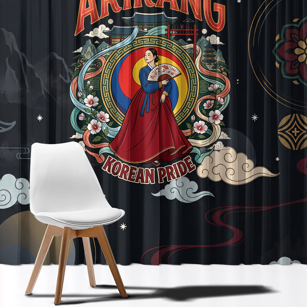 Arirang Korea Pride Window Curtain Korean Taegeuk Culture Hanbok Woman Traditional Mugunghwa