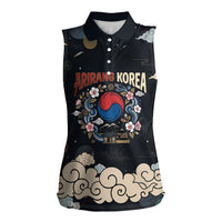 Arirang Korea Pride Women Sleeveless Polo Shirt Korean Taegeuk Culture Hanbok Woman Traditional Mugunghwa