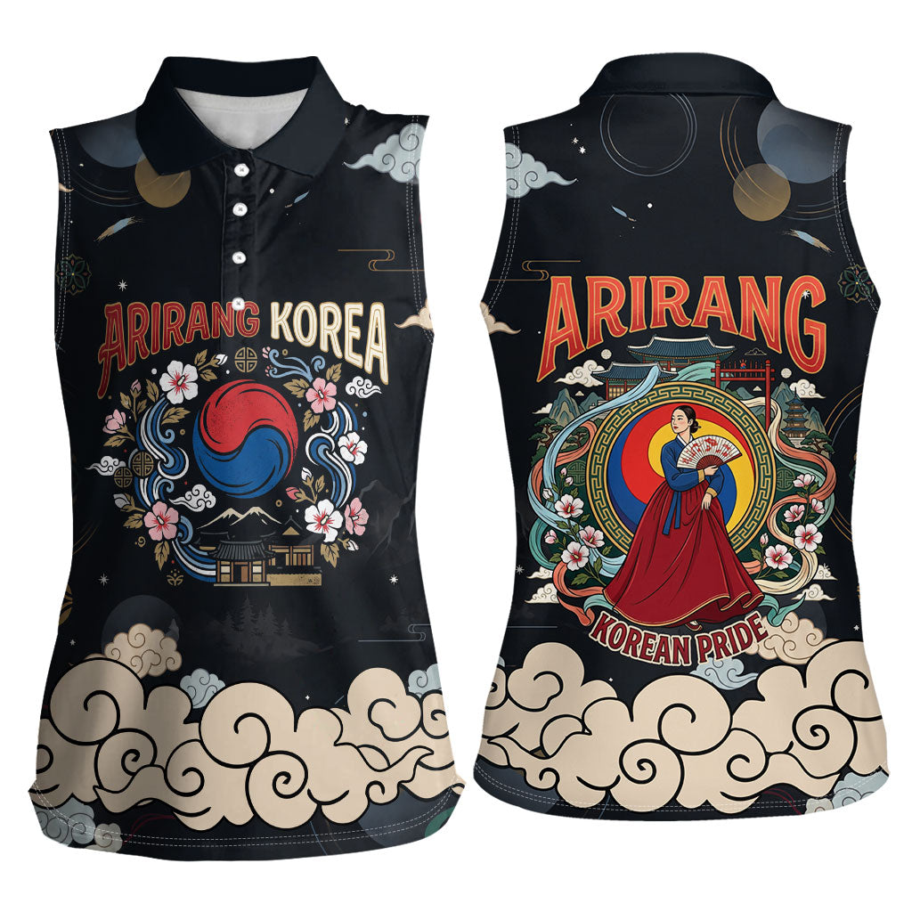 Arirang Korea Pride Women Sleeveless Polo Shirt Korean Taegeuk Culture Hanbok Woman Traditional Mugunghwa