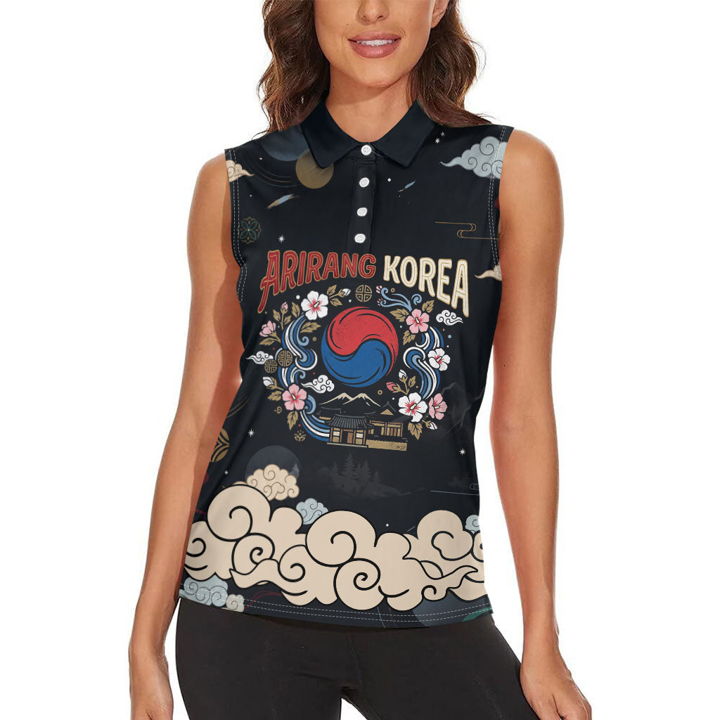 Arirang Korea Pride Women Sleeveless Polo Shirt Korean Taegeuk Culture Hanbok Woman Traditional Mugunghwa