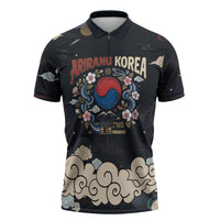 Arirang Korea Pride Zipper Polo Shirt Korean Taegeuk Culture Hanbok Woman Traditional Mugunghwa