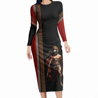 Ares Greek God Of War Long Sleeve Bodycon Dress Warrior Ancient Mythology