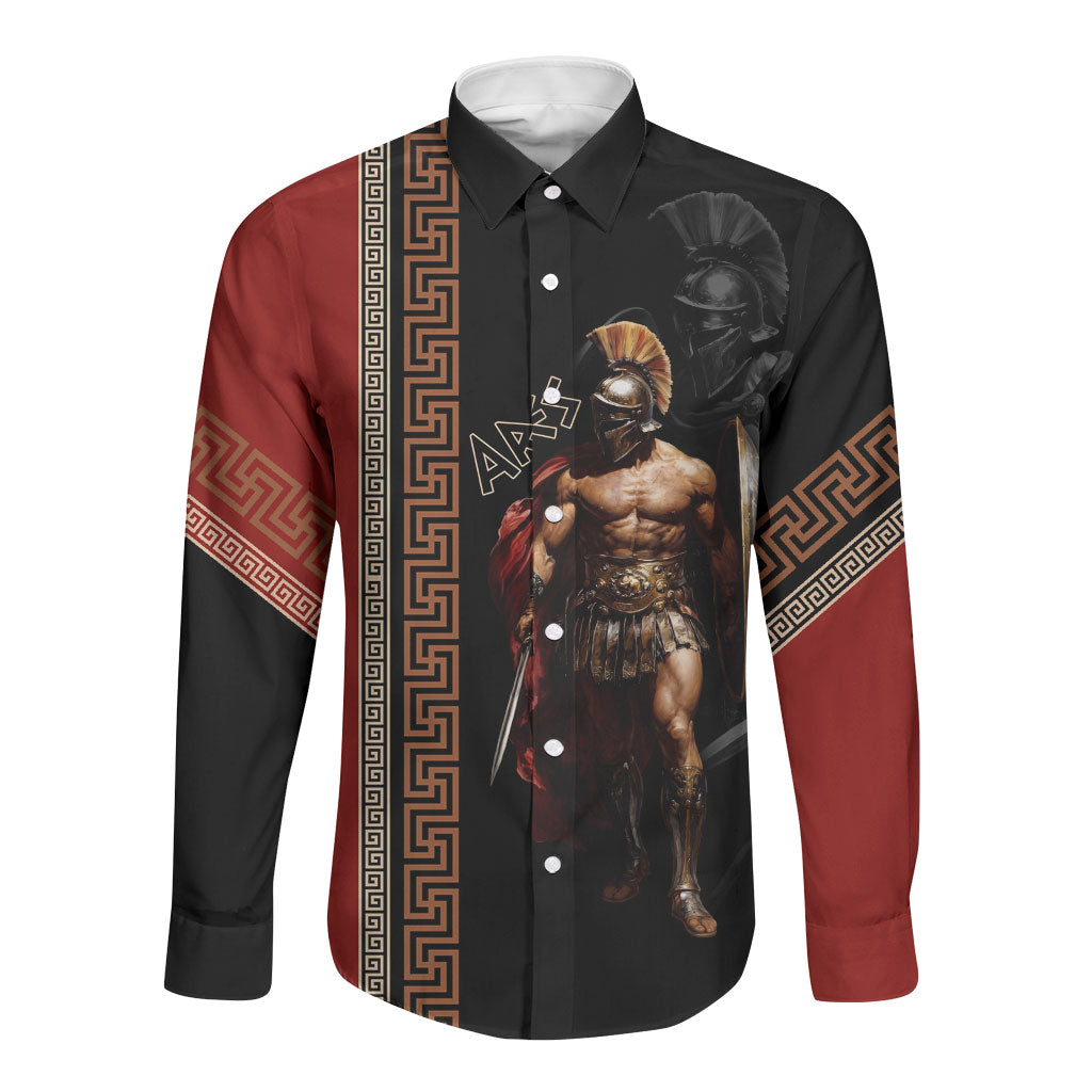 Ares Greek God Of War Long Sleeve Button Shirt Warrior Ancient Mythology