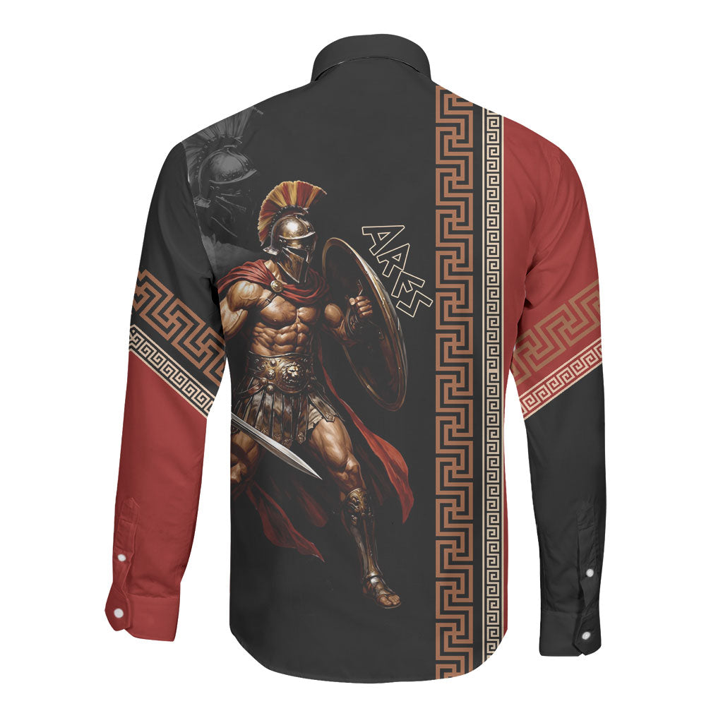 Ares Greek God Of War Long Sleeve Button Shirt Warrior Ancient Mythology