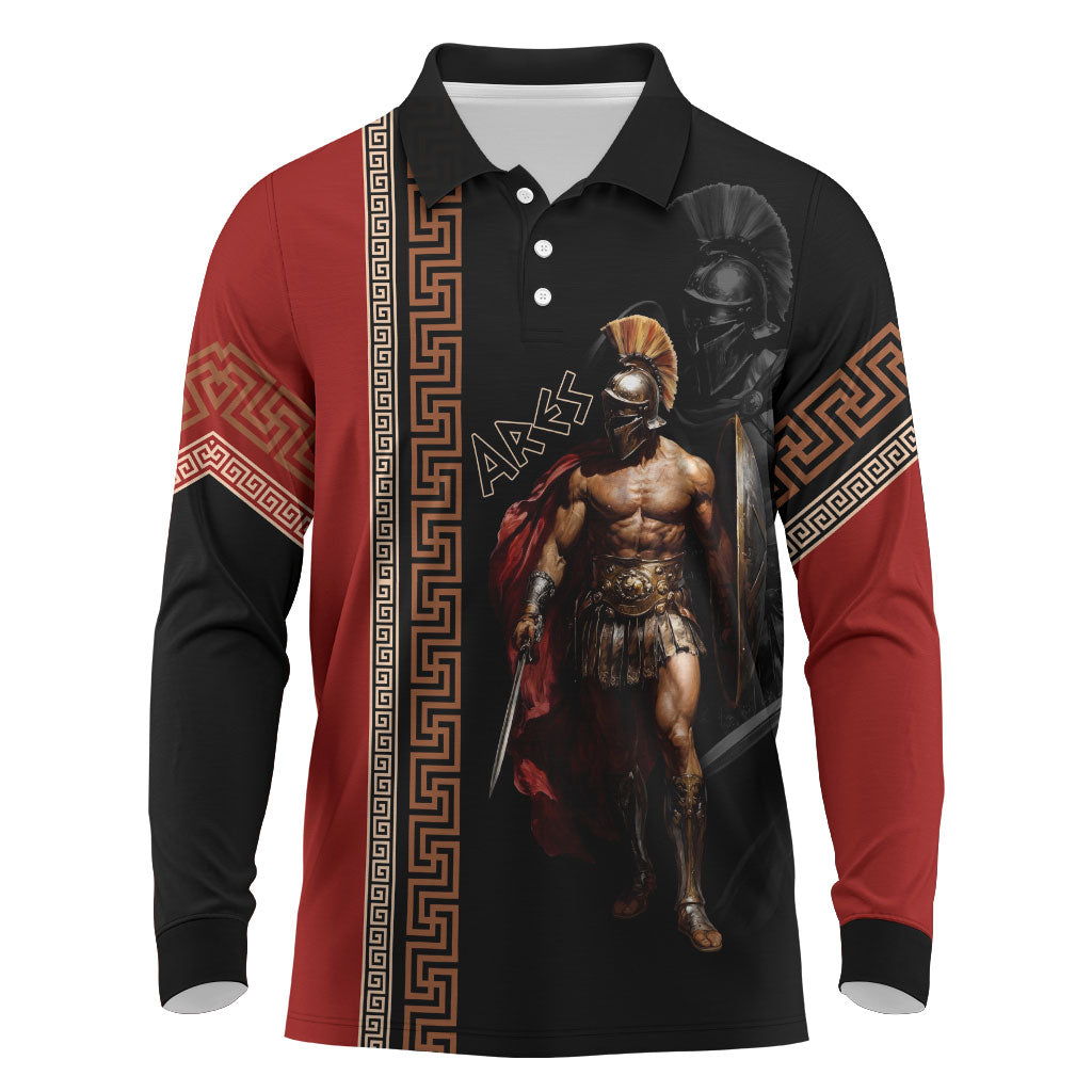 Ares Greek God Of War Long Sleeve Polo Shirt Warrior Ancient Mythology
