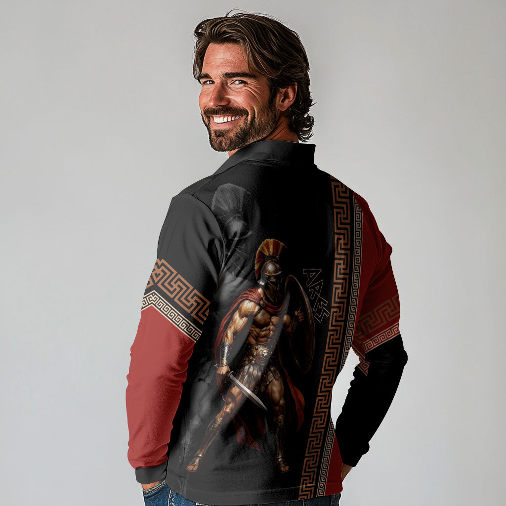 Ares Greek God Of War Long Sleeve Polo Shirt Warrior Ancient Mythology