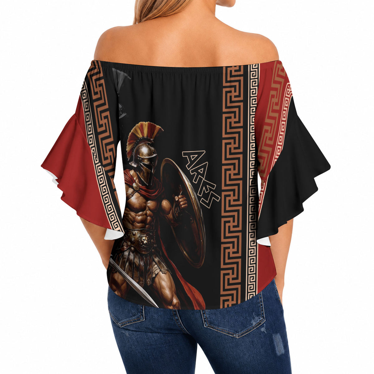 Ares Greek God Of War Off Shoulder Wrap Waist Top Warrior Ancient Mythology