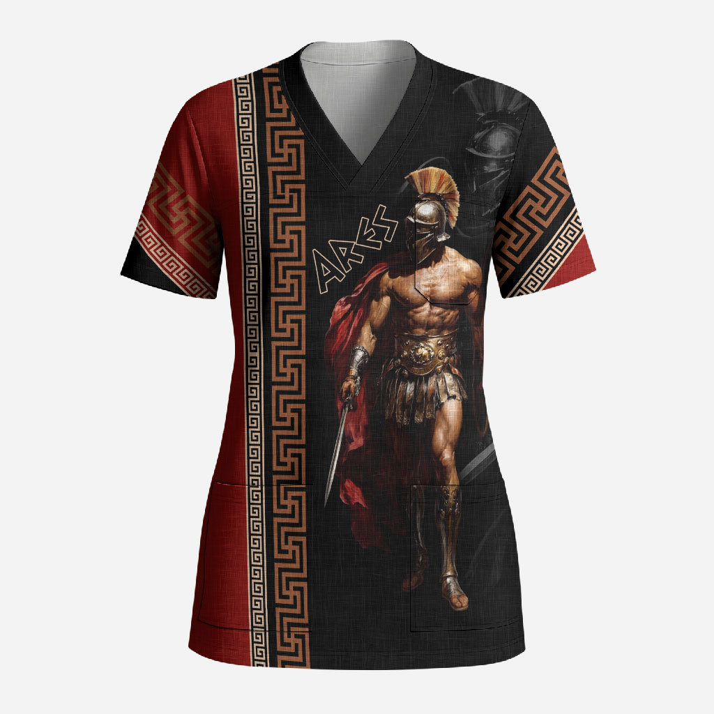Ares Greek God Of War Scrub Top Warrior Ancient Mythology