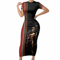 Ares Greek God Of War Short Sleeve Bodycon Dress Warrior Ancient Mythology