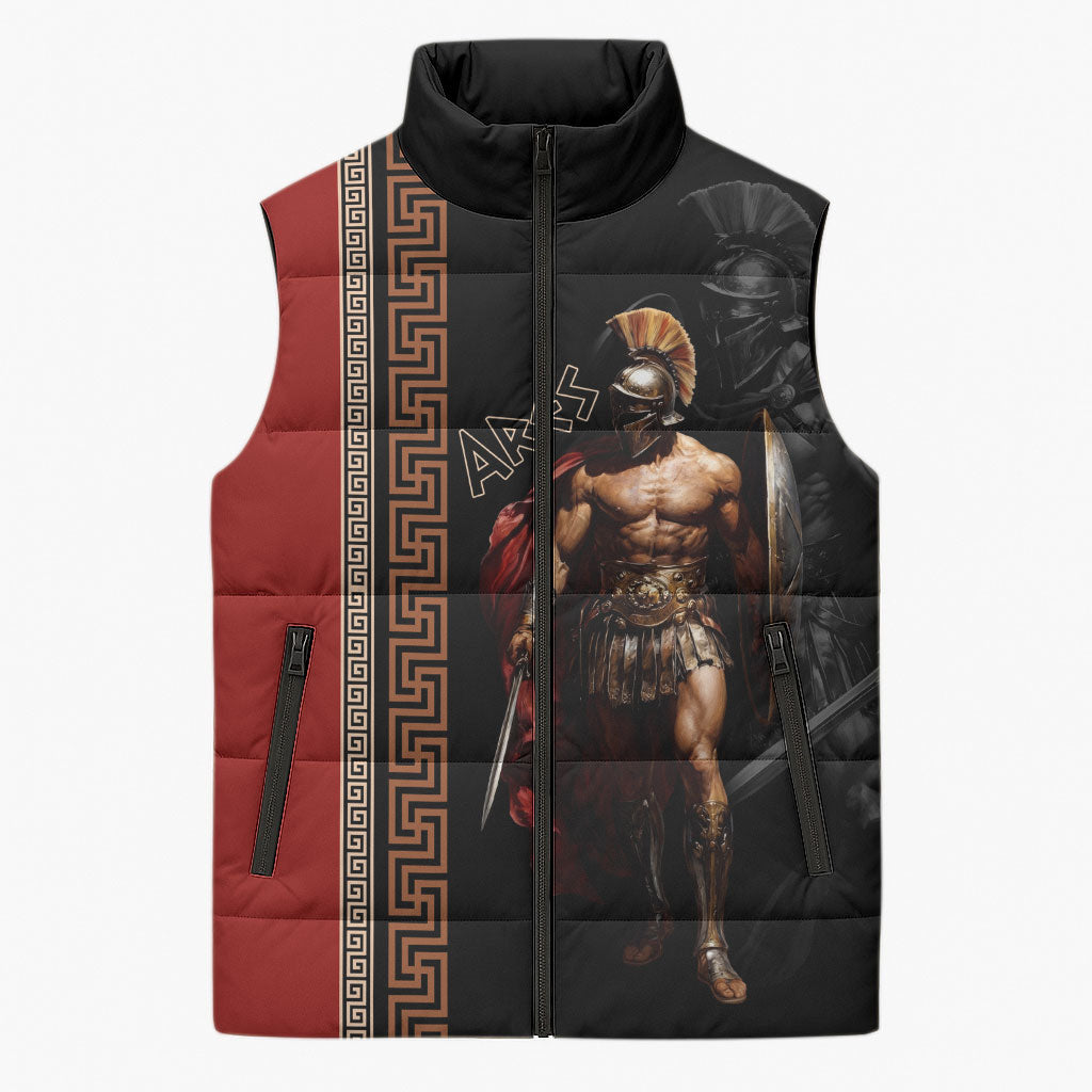 Ares Greek God Of War Sleeveless Puffer Jacket Warrior Ancient Mythology