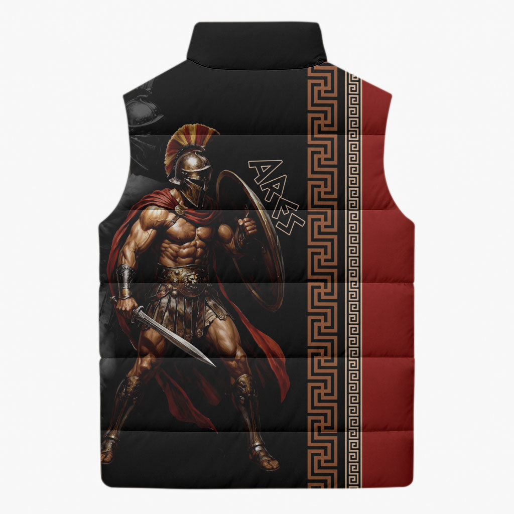 Ares Greek God Of War Sleeveless Puffer Jacket Warrior Ancient Mythology
