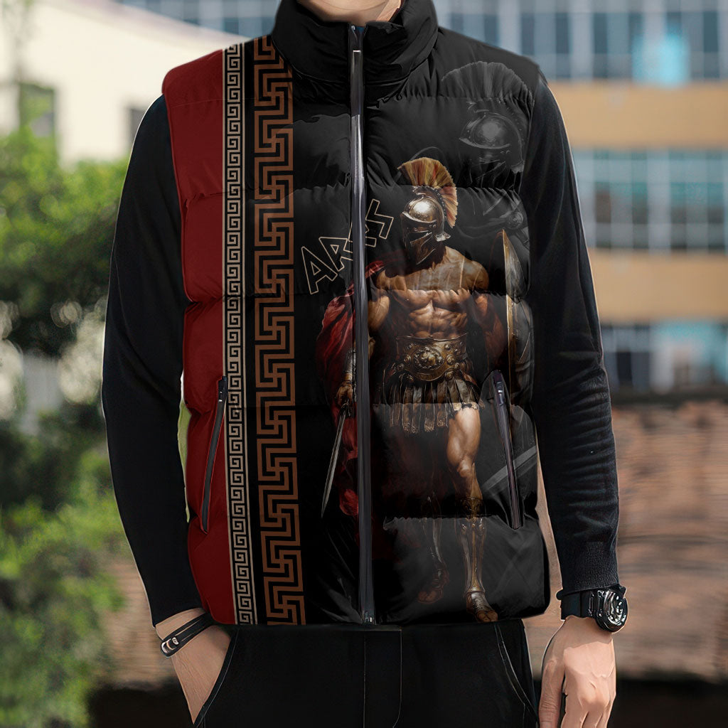 Ares Greek God Of War Sleeveless Puffer Jacket Warrior Ancient Mythology