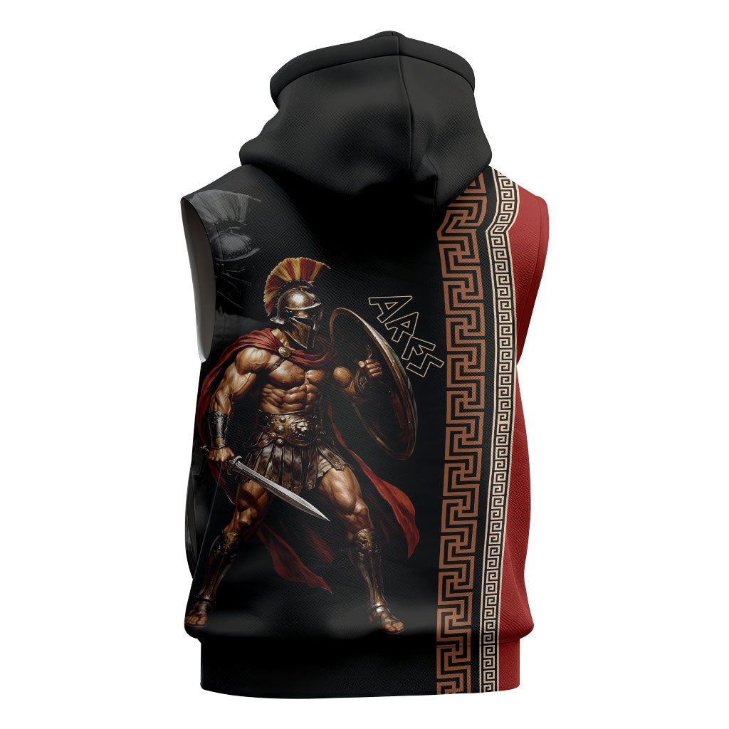 Ares Greek God Of War Sleeveless Zip Hoodie Warrior Ancient Mythology