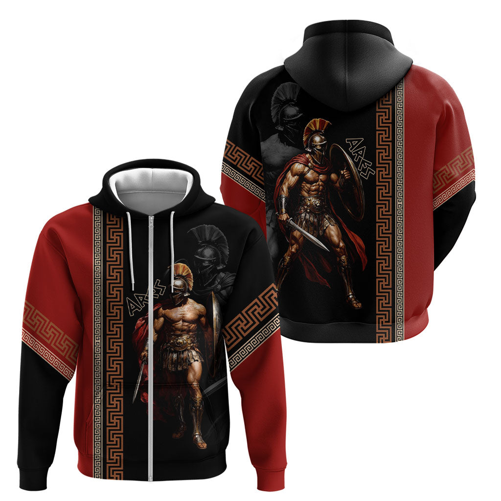 Ares Greek God Of War Zip Hoodie Warrior Ancient Mythology
