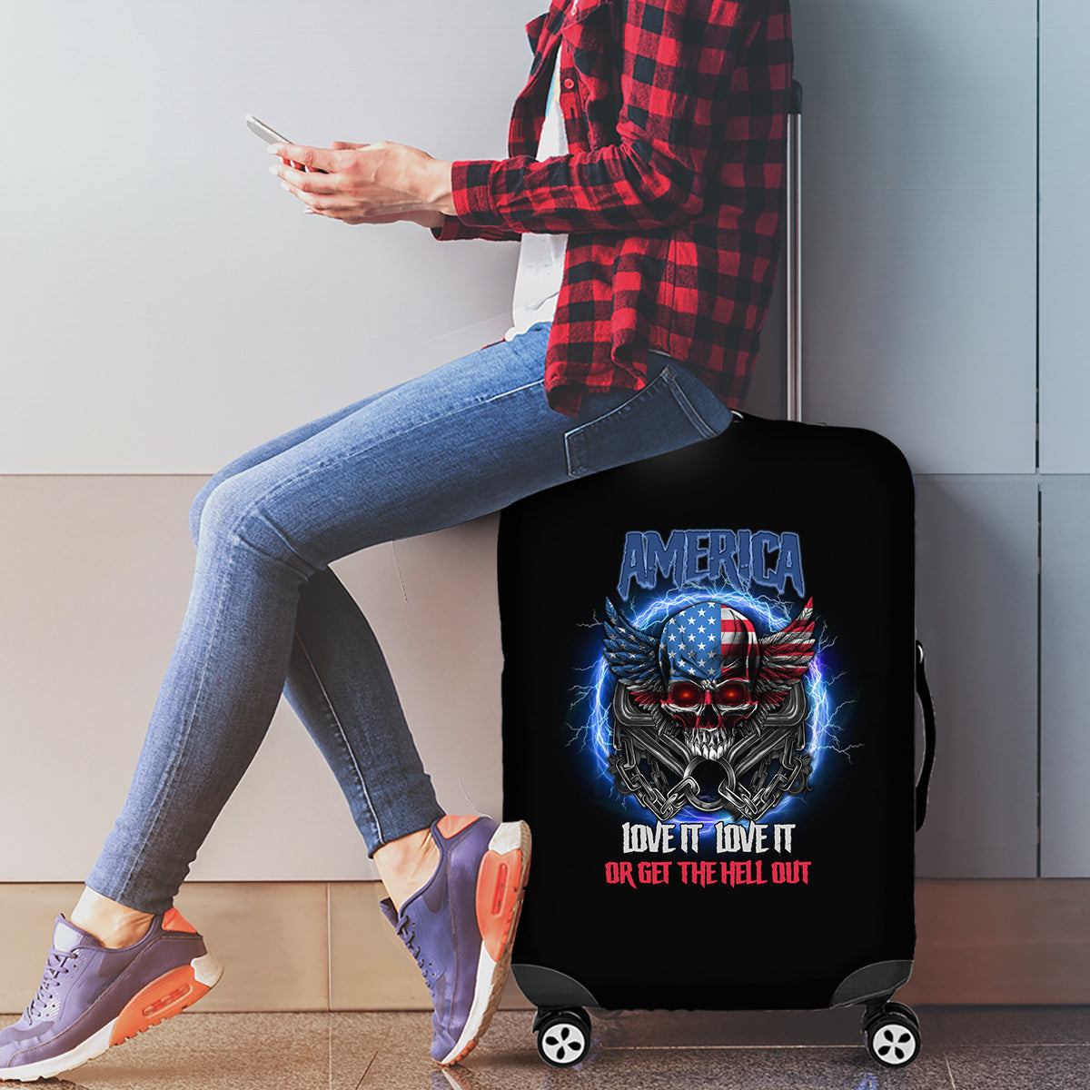 America Live It Love It Or Get The Hell Out Luggage Cover - Wonder Print Shop