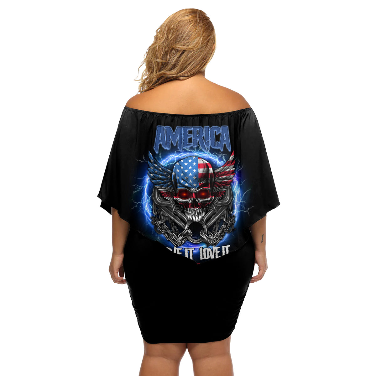 America Live It Love It Or Get The Hell Out Off Shoulder Short Dress - Wonder Print Shop