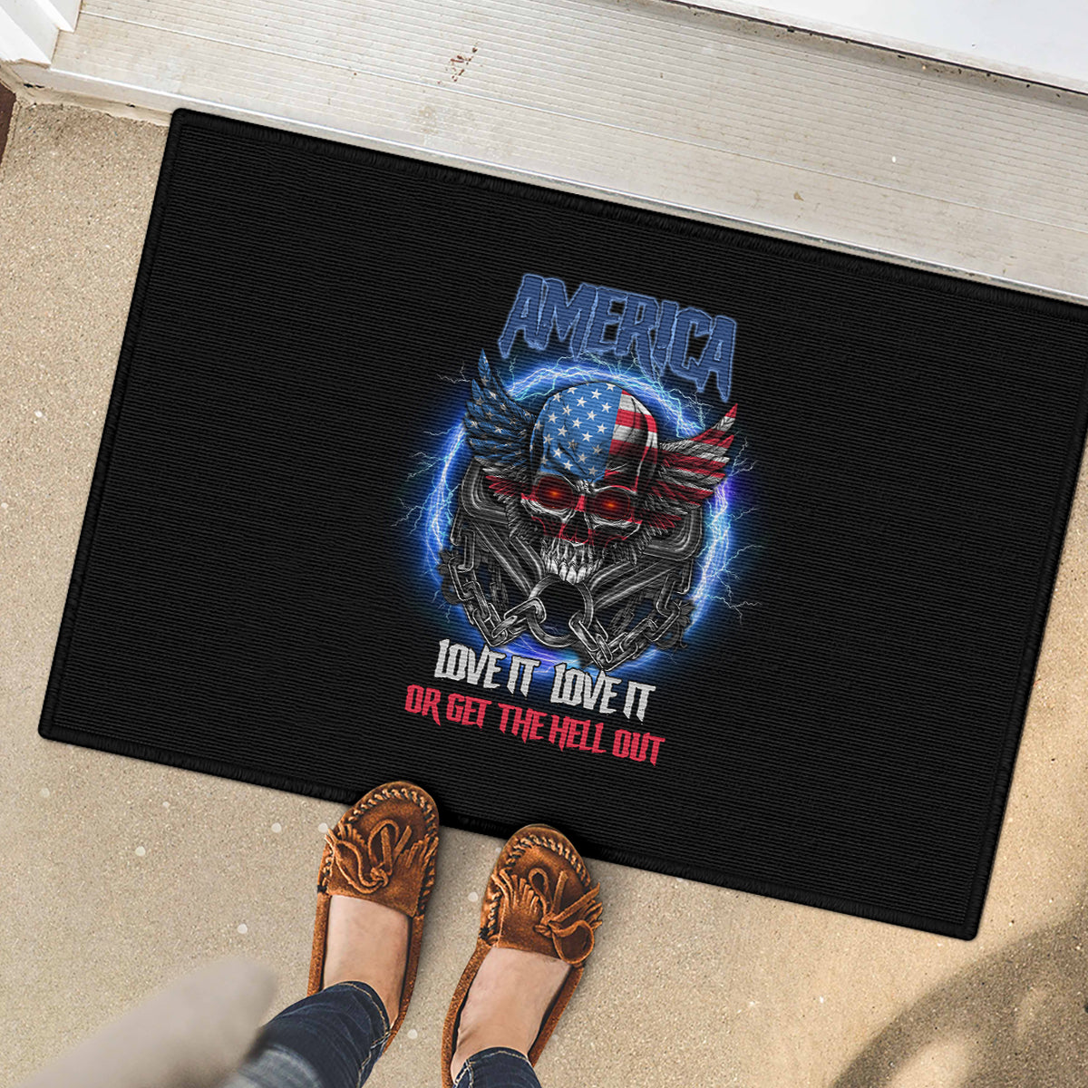 America Live It Love It Or Get The Hell Out Rubber Doormat - Wonder Print Shop