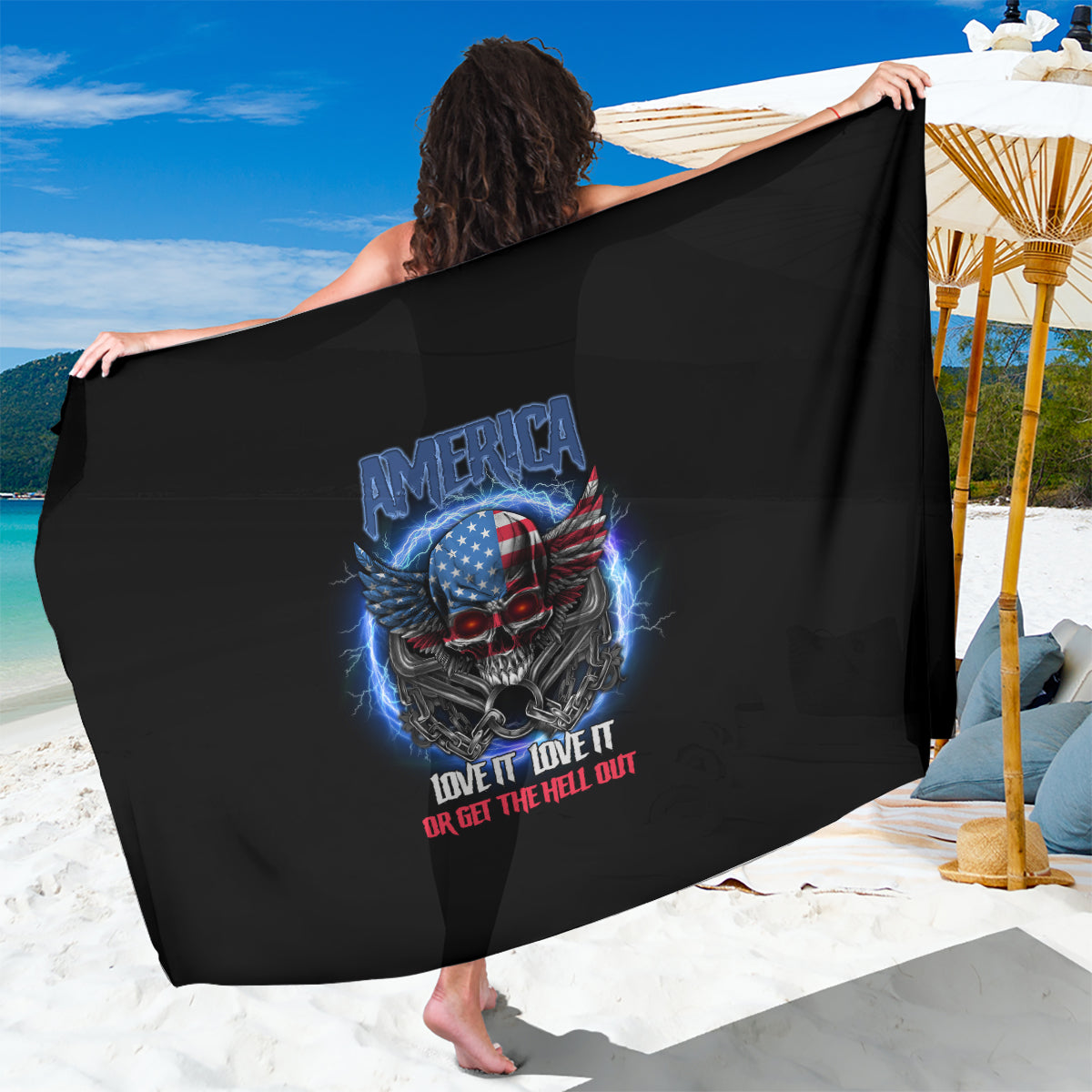 America Live It Love It Or Get The Hell Out Sarong - Wonder Print Shop