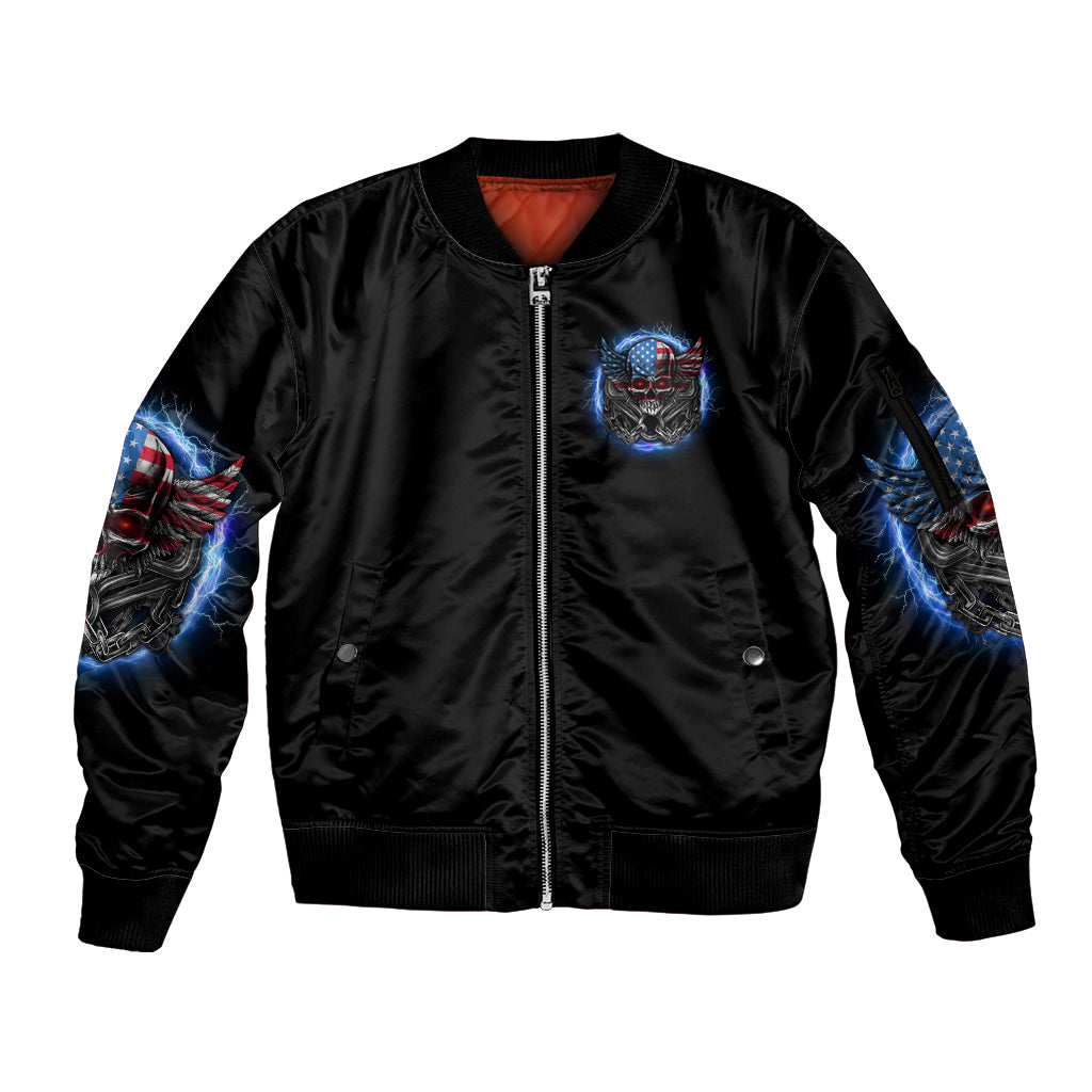 America Live It Love It Or Get The Hell Out Sleeve Zip Bomber Jacket - Wonder Print Shop