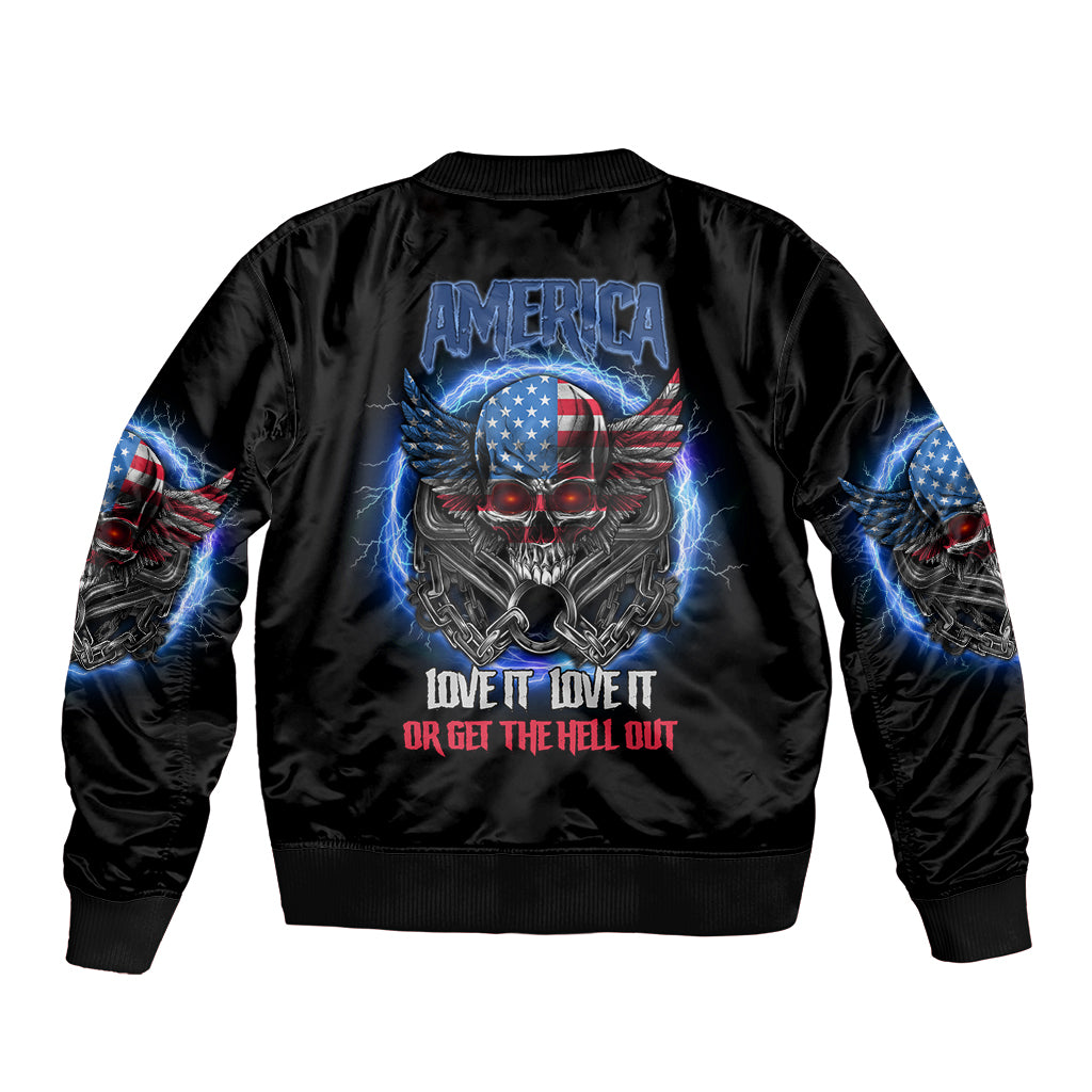 America Live It Love It Or Get The Hell Out Sleeve Zip Bomber Jacket - Wonder Print Shop