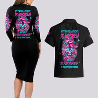 My Give A F Is Broken Couples Matching Long Sleeve Bodycon Dress and Hawaiian Shirt - Wonder Print Shop