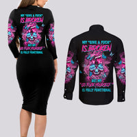 My Give A F Is Broken Couples Matching Long Sleeve Bodycon Dress and Long Sleeve Button Shirt - Wonder Print Shop
