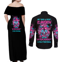 My Give A F Is Broken Couples Matching Off Shoulder Maxi Dress and Long Sleeve Button Shirt - Wonder Print Shop