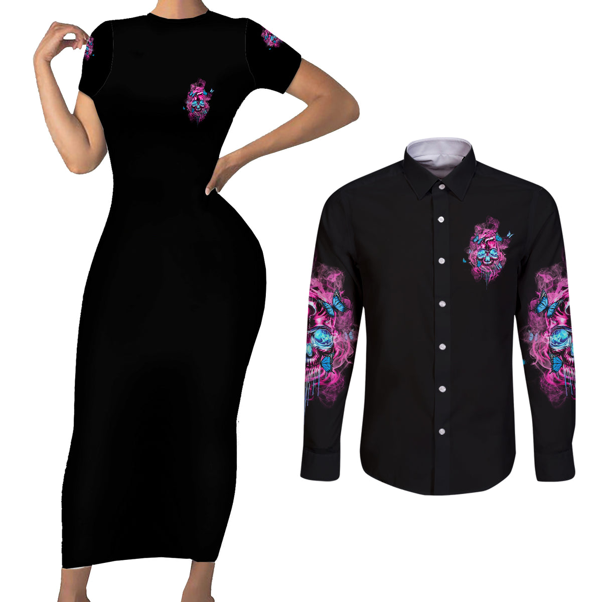 My Give A F Is Broken Couples Matching Short Sleeve Bodycon Dress and Long Sleeve Button Shirt - Wonder Print Shop