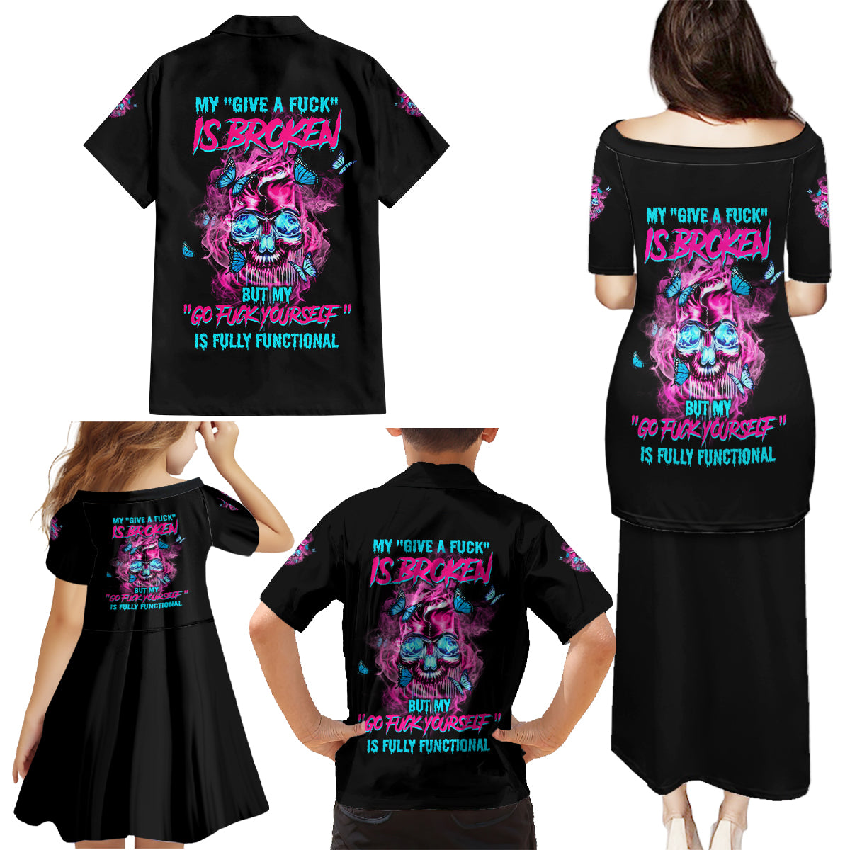 My Give A F Is Broken Family Matching Puletasi Dress and Hawaiian Shirt - Wonder Print Shop