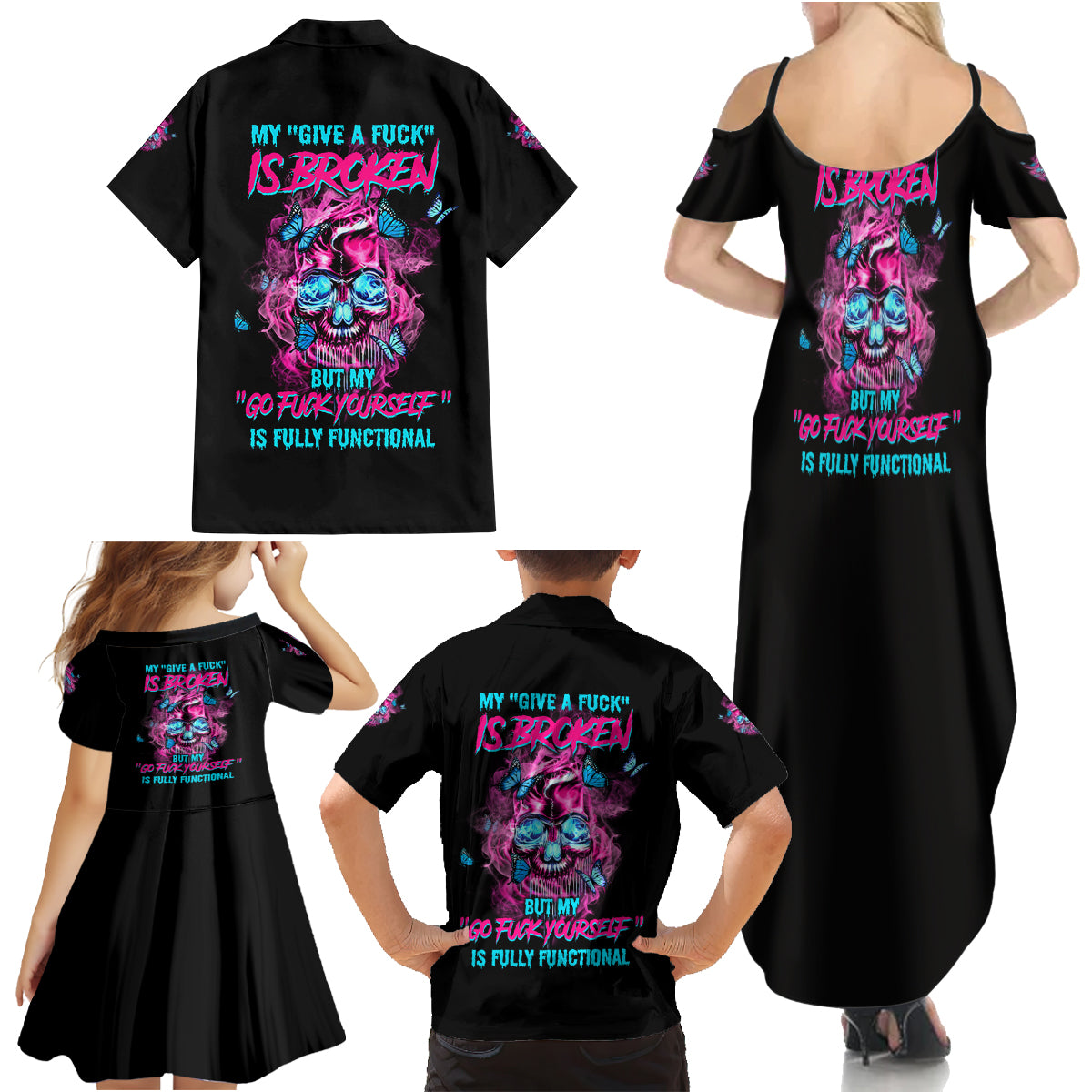 My Give A F Is Broken Family Matching Summer Maxi Dress and Hawaiian Shirt - Wonder Print Shop