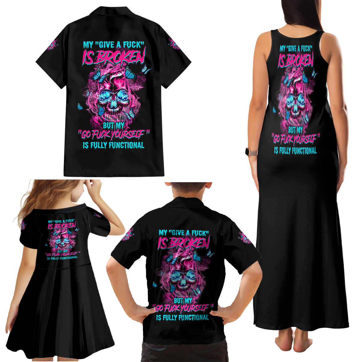 My Give A F Is Broken Family Matching Tank Maxi Dress and Hawaiian Shirt - Wonder Print Shop
