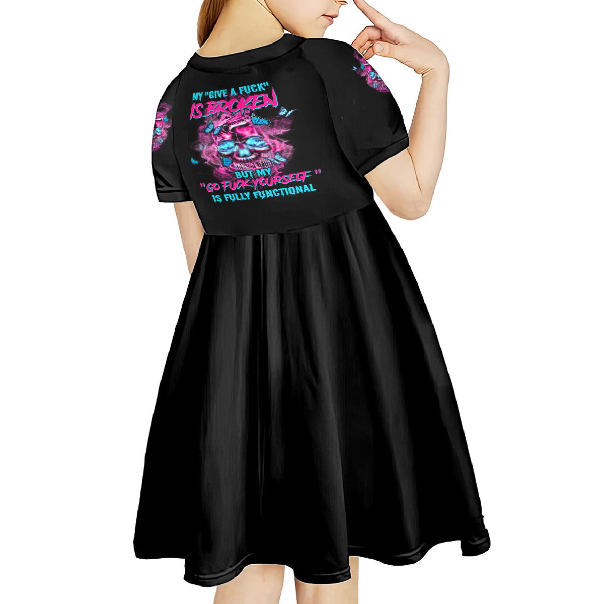 My Give A F Is Broken Kid Short Sleeve Dress - Wonder Print Shop