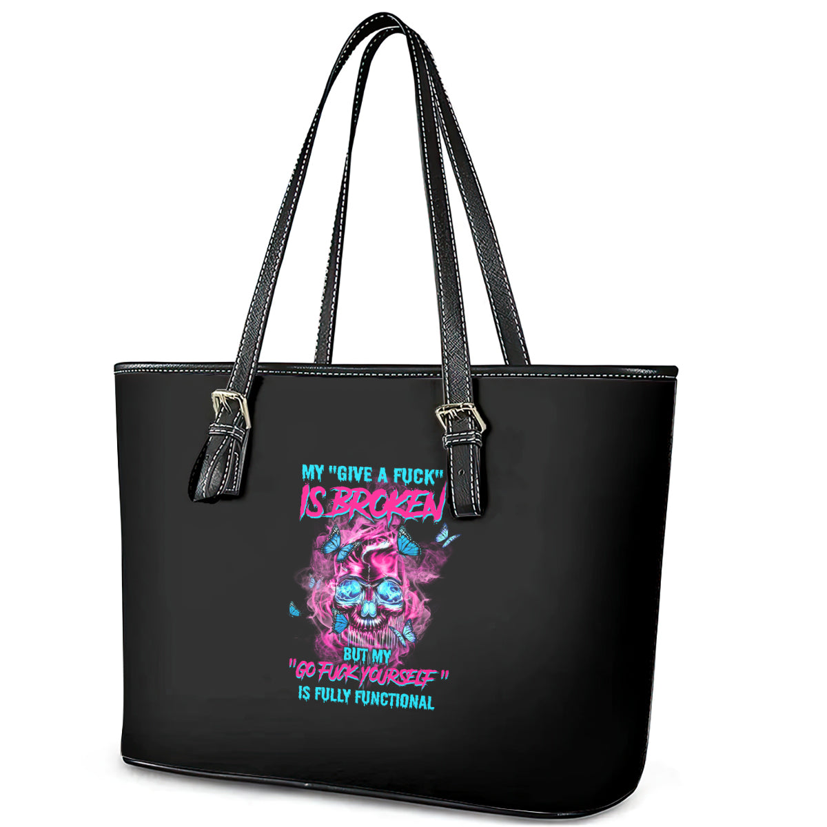 My Give A F Is Broken Leather Tote Bag - Wonder Print Shop